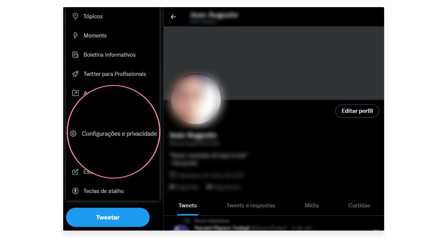 Como excluir seu Twitter no PC: passo nº2