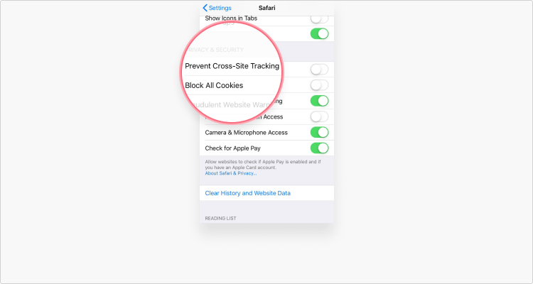 Delete cookies in Safari iOS