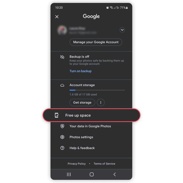 delete google photos from device: step 4