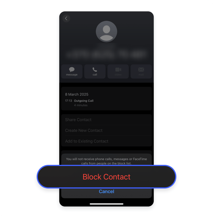 how to block a number on an iPhone: step 3