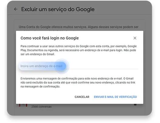 excluir conta gmail: passo nº4
