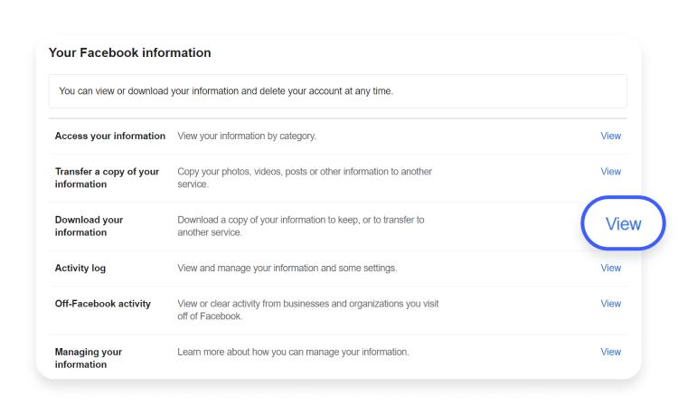 download information facebook knows about you: step 4