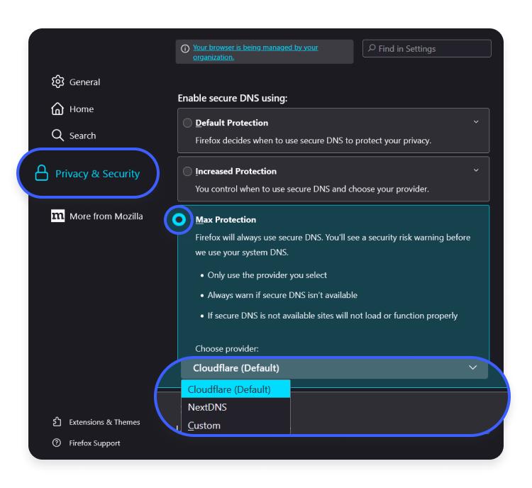 enabling dns over https in firefox