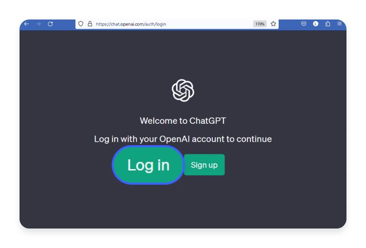 login no ChatGPT: passo nº1