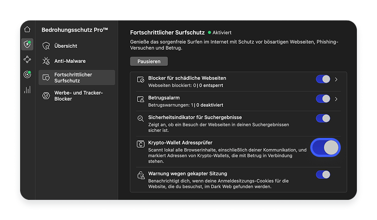 Schritt Drei: Krypto-Wallet-Adressprüfer aktivieren