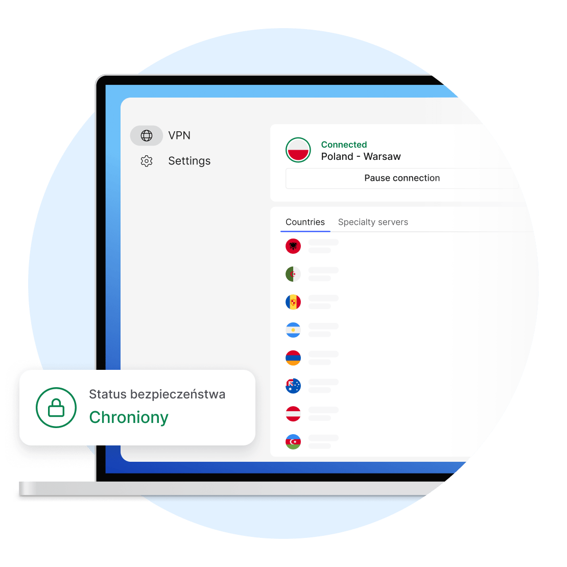 Ekran laptopa, który pokazuje VPN na Linux.