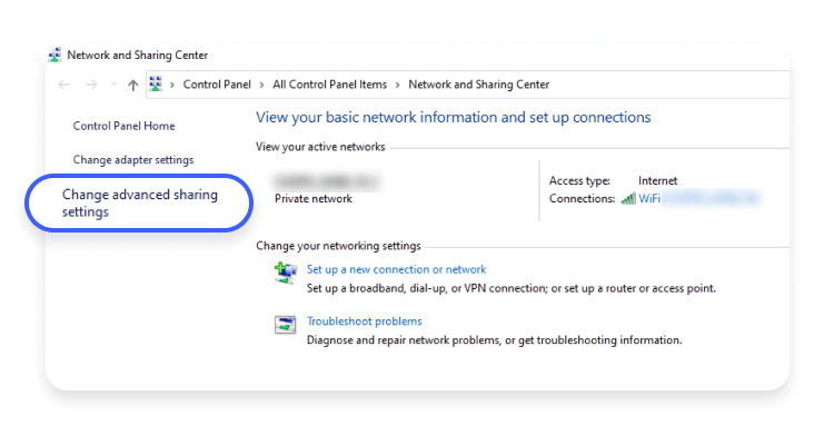 windows10 change advanced sharing settings
