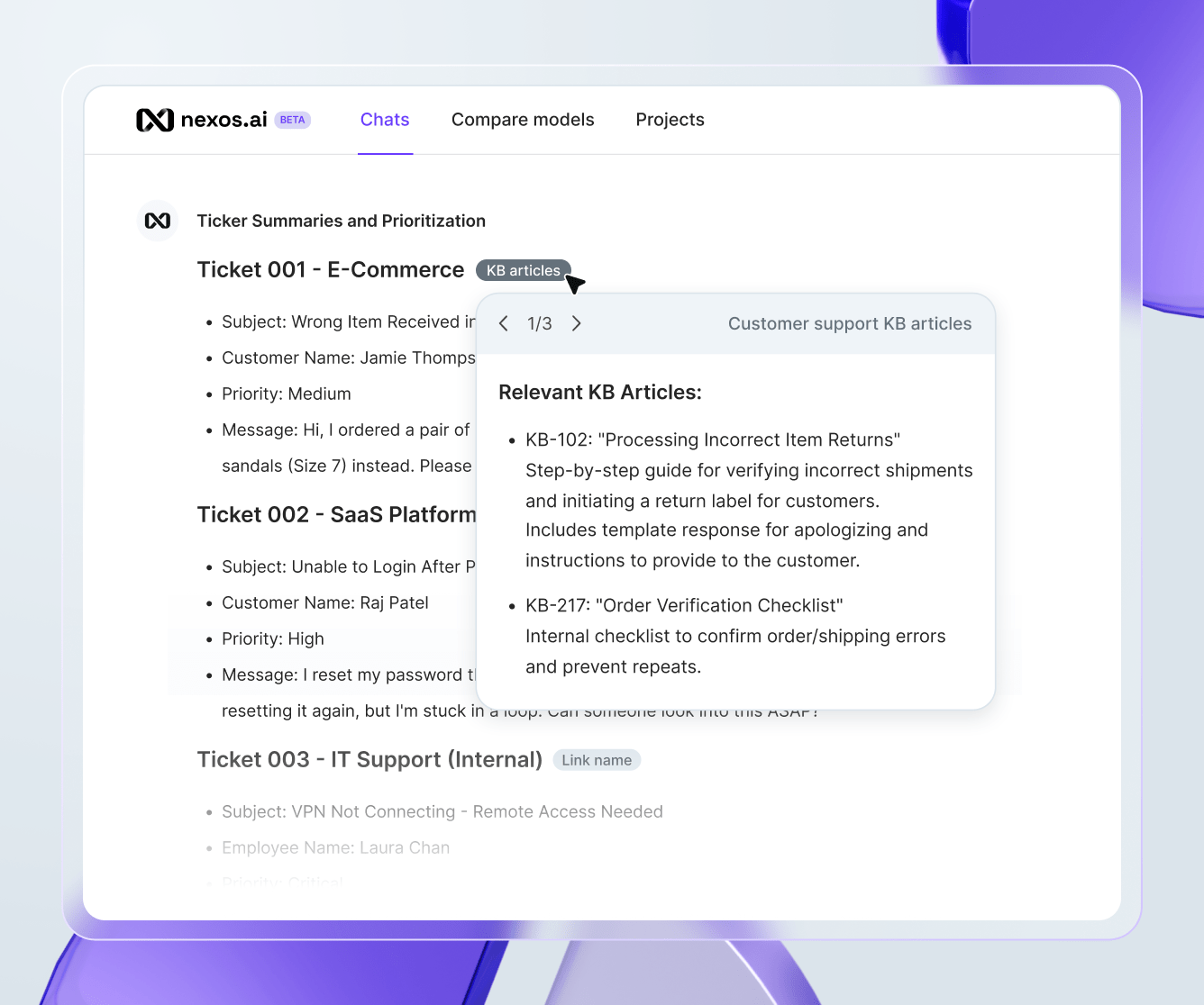 customer support teams uses nexos.ai