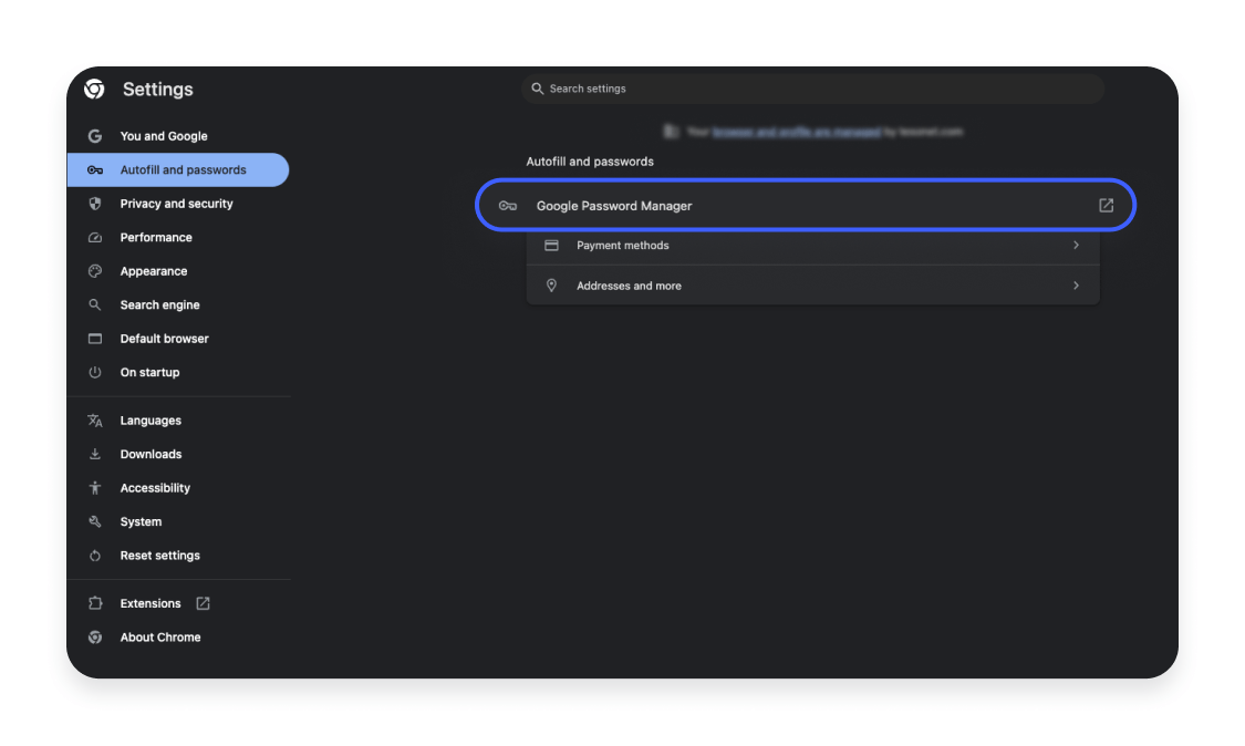 Turning off Autofill in Chrome  Passwords Step 1
