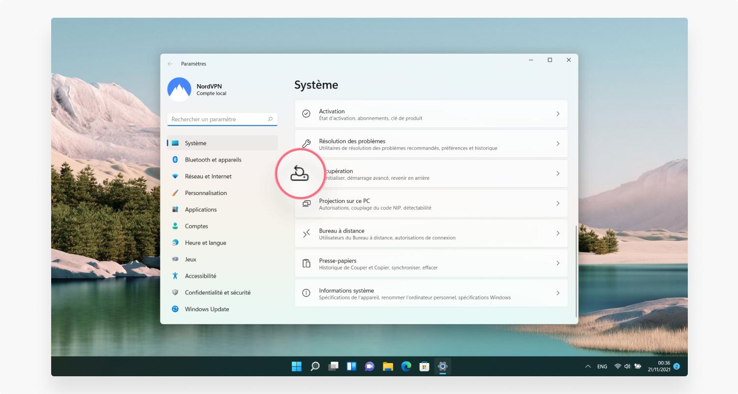 Windows 11 Récupération