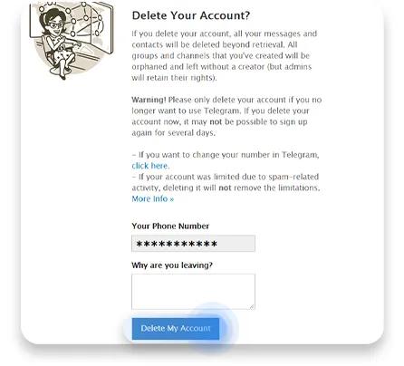 eliminare account telegram 4