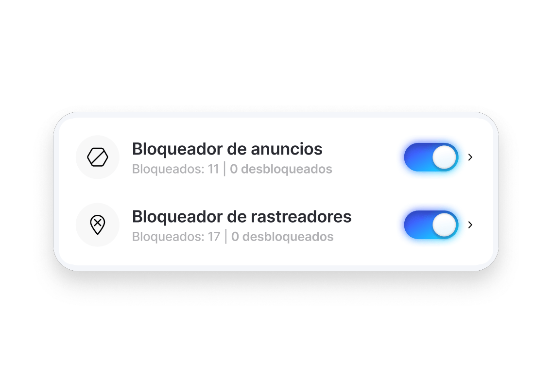 Funciones de bloqueo de anuncios y rastreadores habilitadas en el panel de control del antivirus de última generación de NordVPN.