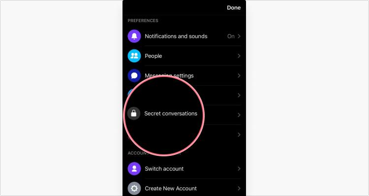 Scroll down to Secret conversations