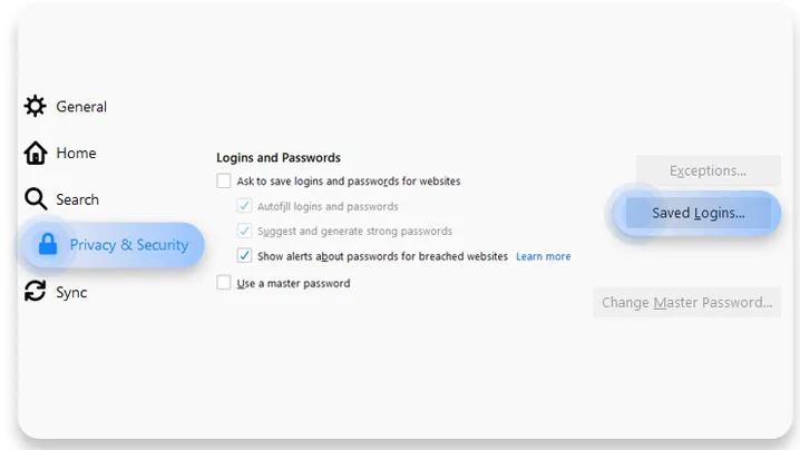 How to delete saved passwords on Firefox