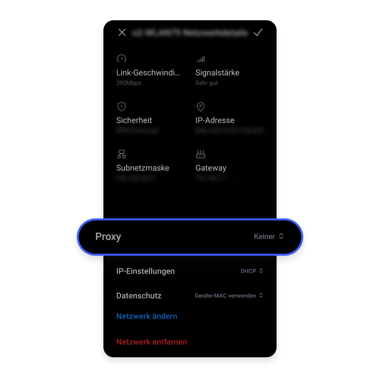 Proxyserveradresse finden Android Schritt 3