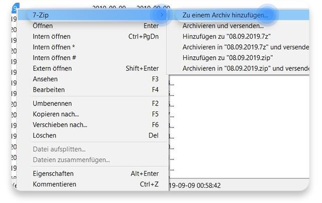Ordner mit Passwort schützen in 7-Zip Schritt 3