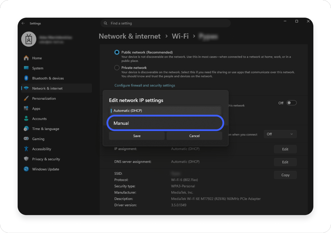 How to set a static IP on Windows: Step 5