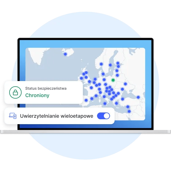 Ekran laptopa pokazujący, że użytkownik zabezpieczył swoje połączenie poprzez połączenie się z serwerem VPN.