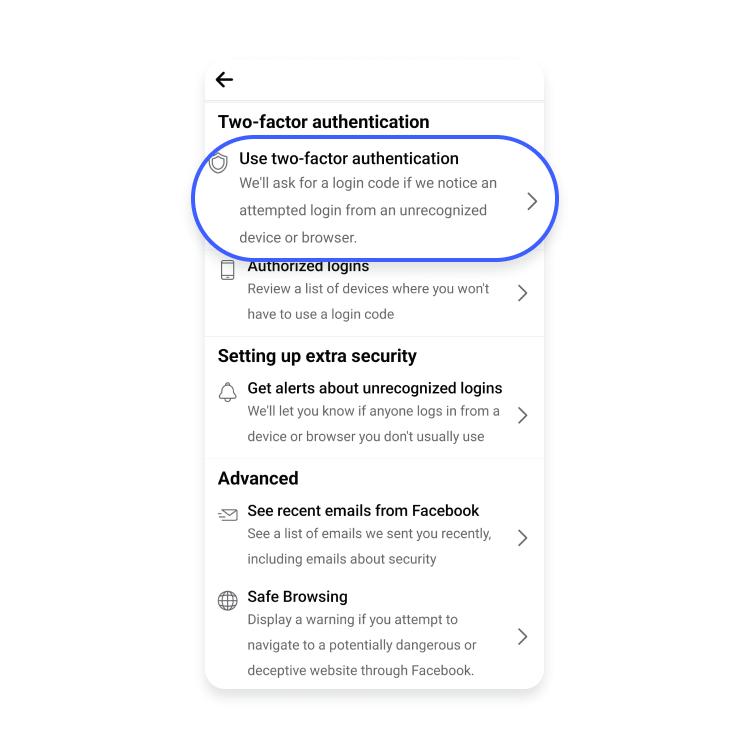 facebook two factor authentication