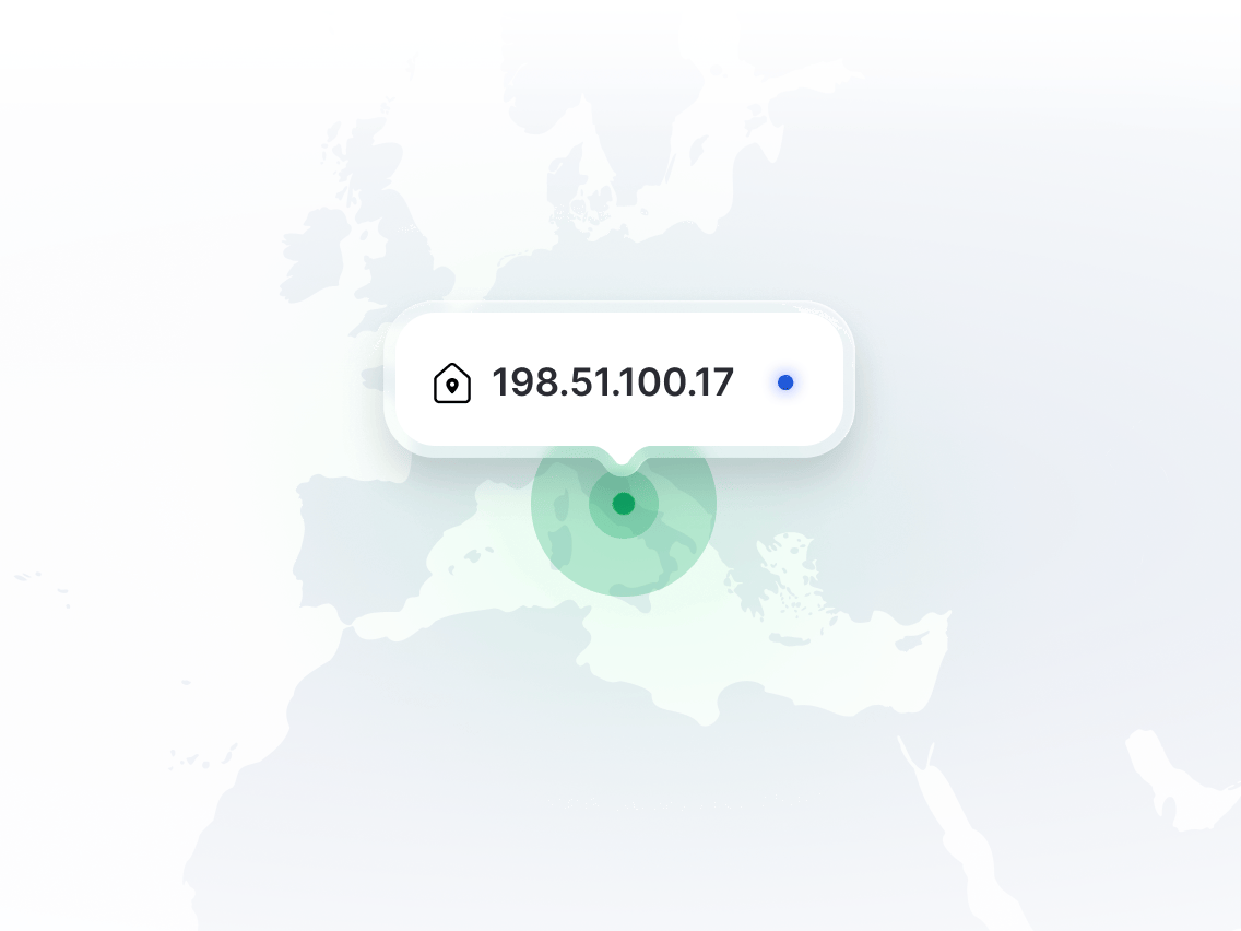 Una mappa che mostra la posizione di un IP Dedicato.