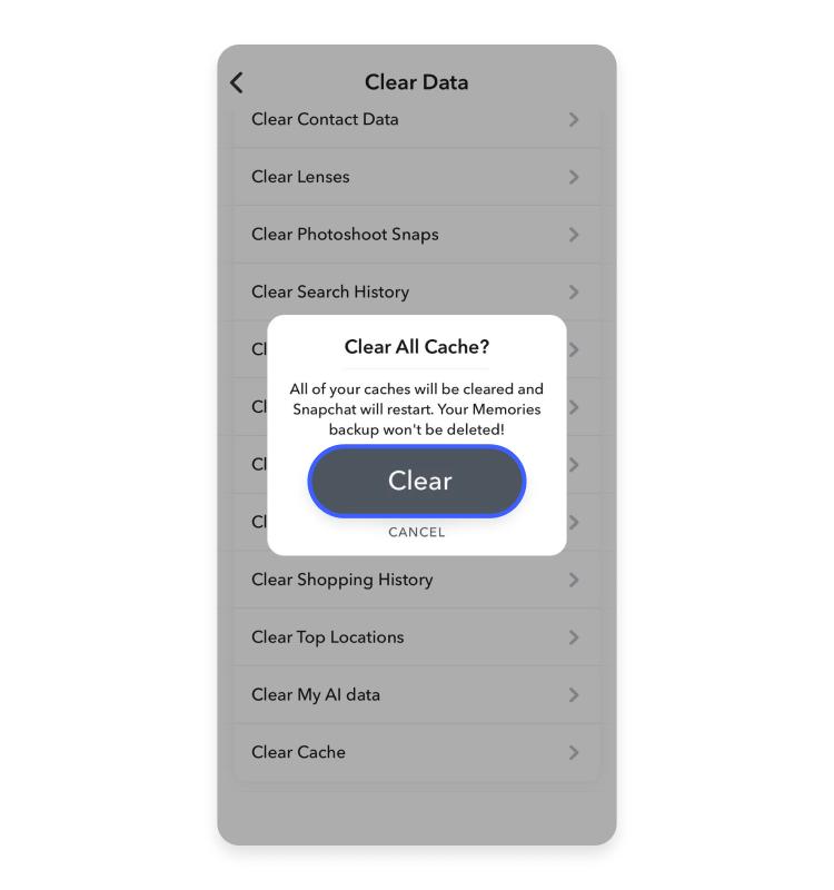 snapchat clear to confirm