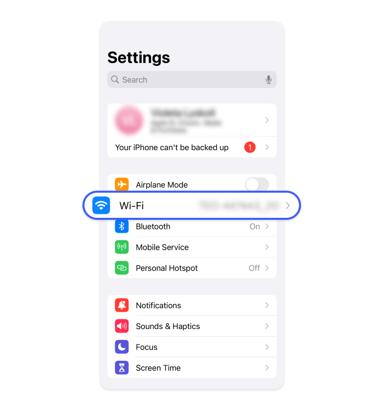 iPhone settings