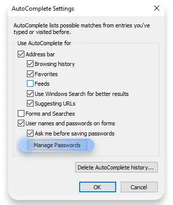 How to delete saved passwords in Internet Explorer