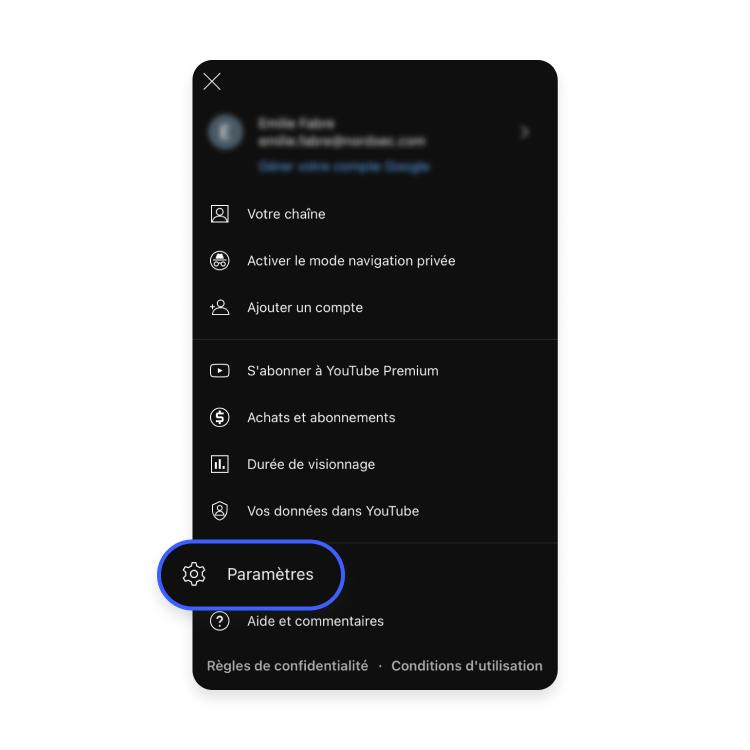 Cliquez sur l&#39;icône de profil sous iOS