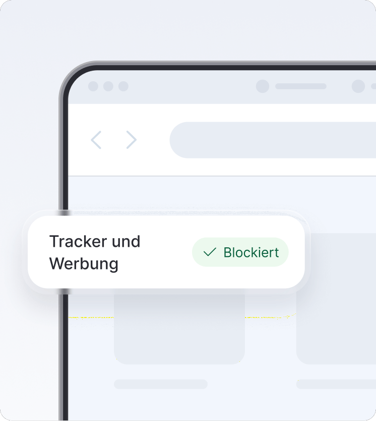 Ein Browser-Bildschirm, der zeigt, wie ein Antivirus der neuesten Generation Tracker und Werbung blockiert.