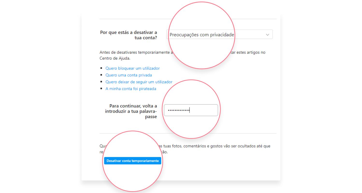 eliminar conta instagram: passo nº3