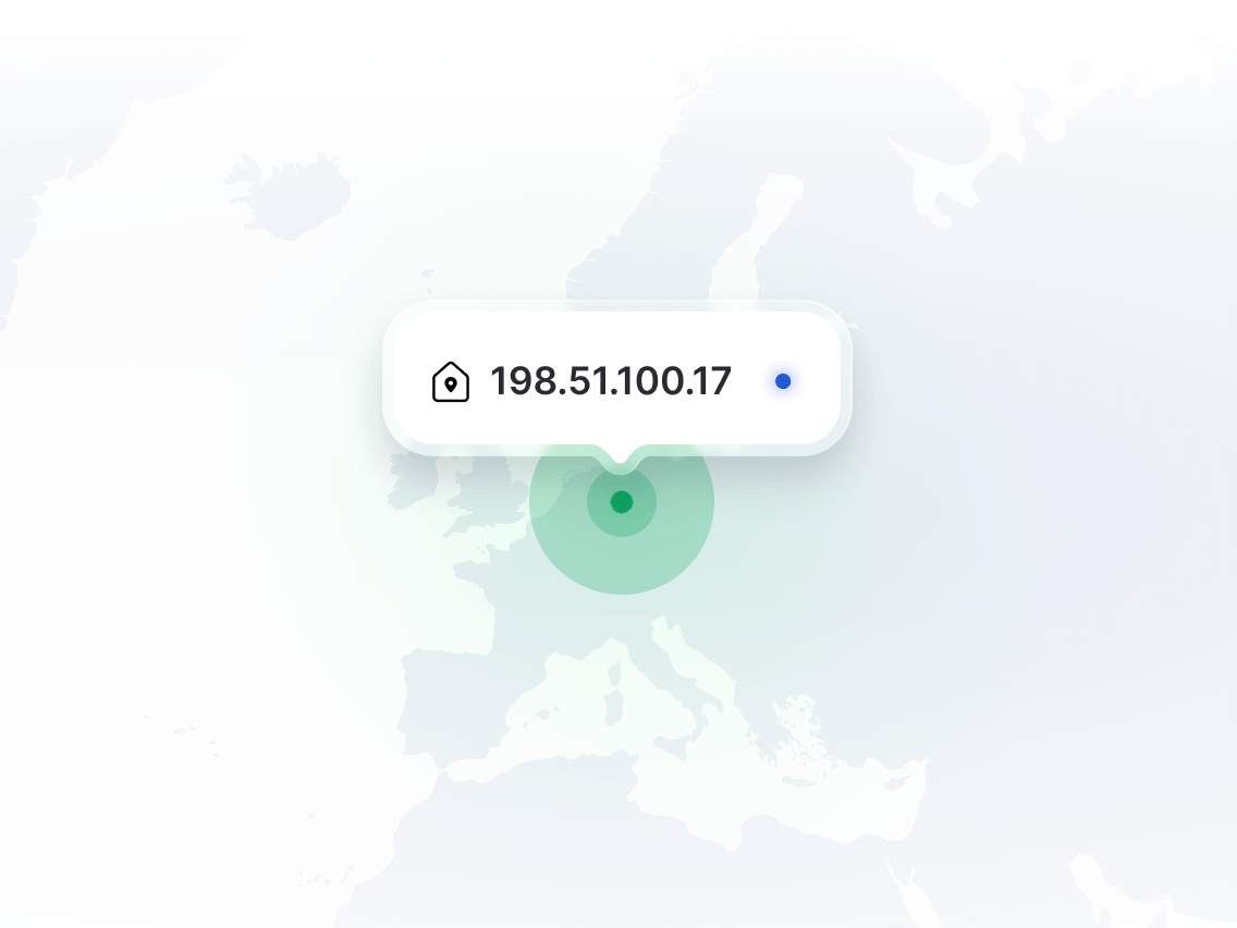 Eine Karte, die den Standort einer dedizierte IP zeigt.