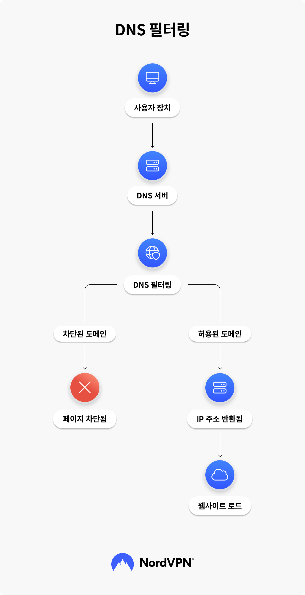 DNS 필터링 작동을 설명하는 인포그래픽