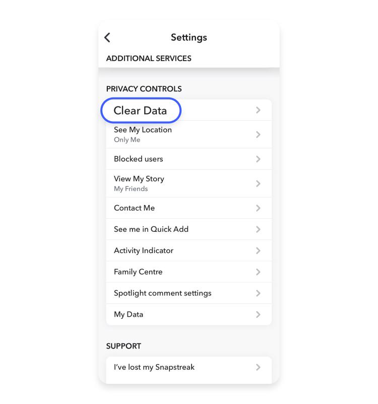 snapchat clear data