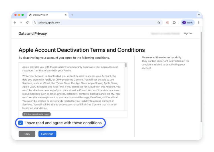 How to deactivate an Apple ID: Step 4