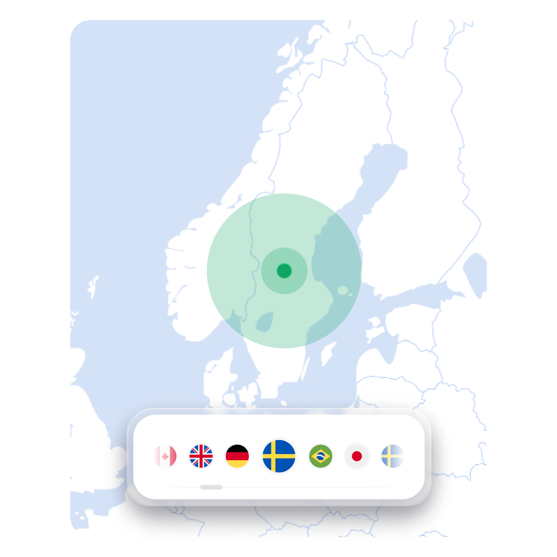 En NordVPN-karta som visar serverplatser du kan använda för att ändra din virtuella plats.