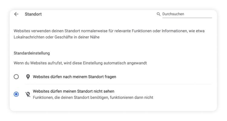 Webseiten dürfen meinen Standort nicht sehen aufrufen