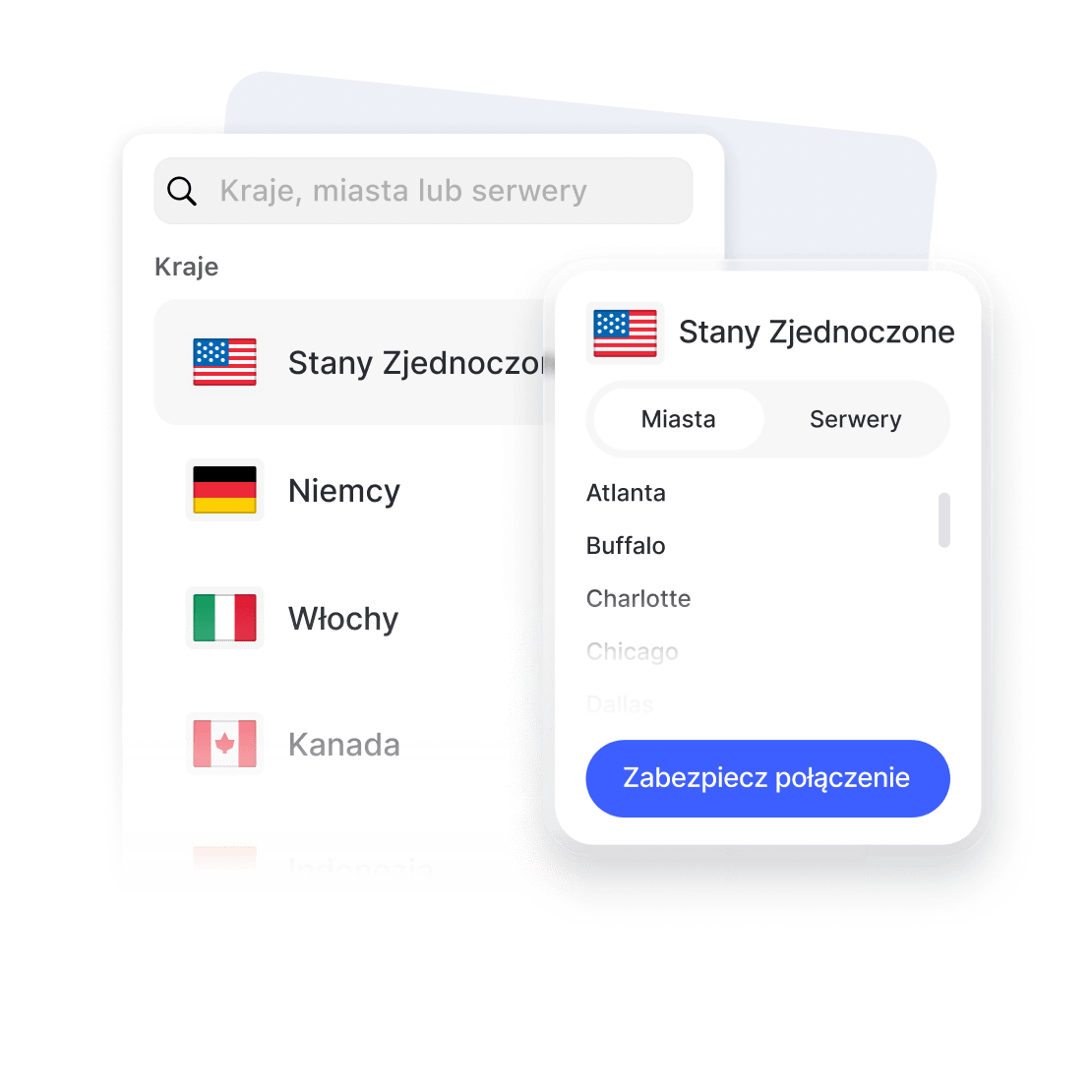 Interfejs oprogramowania VPN dla systemu Windows na komputery i laptopy.