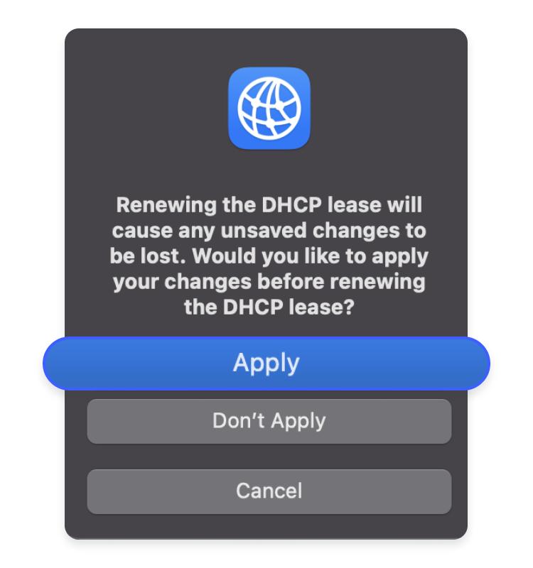mac dhcp change apply