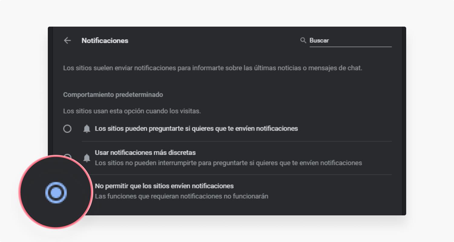 quitar notificaciones de Chrome en PC: paso 5