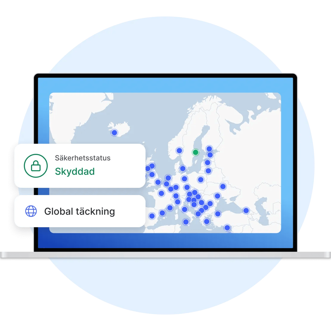 En bärbar dator är ansluten till ett VPN