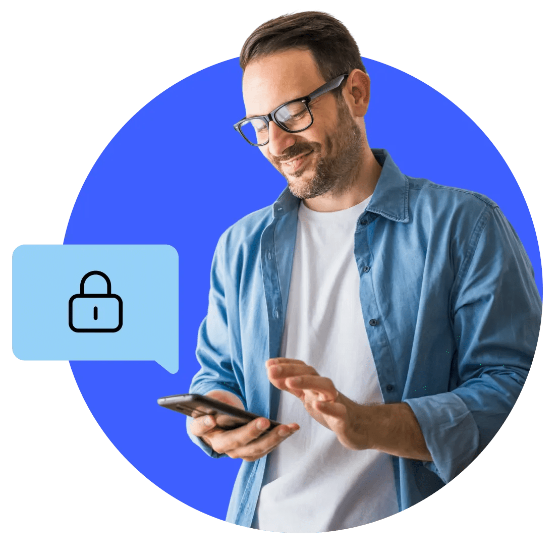 スマホでVPNを使ってインターネットに安全に接続している男性。