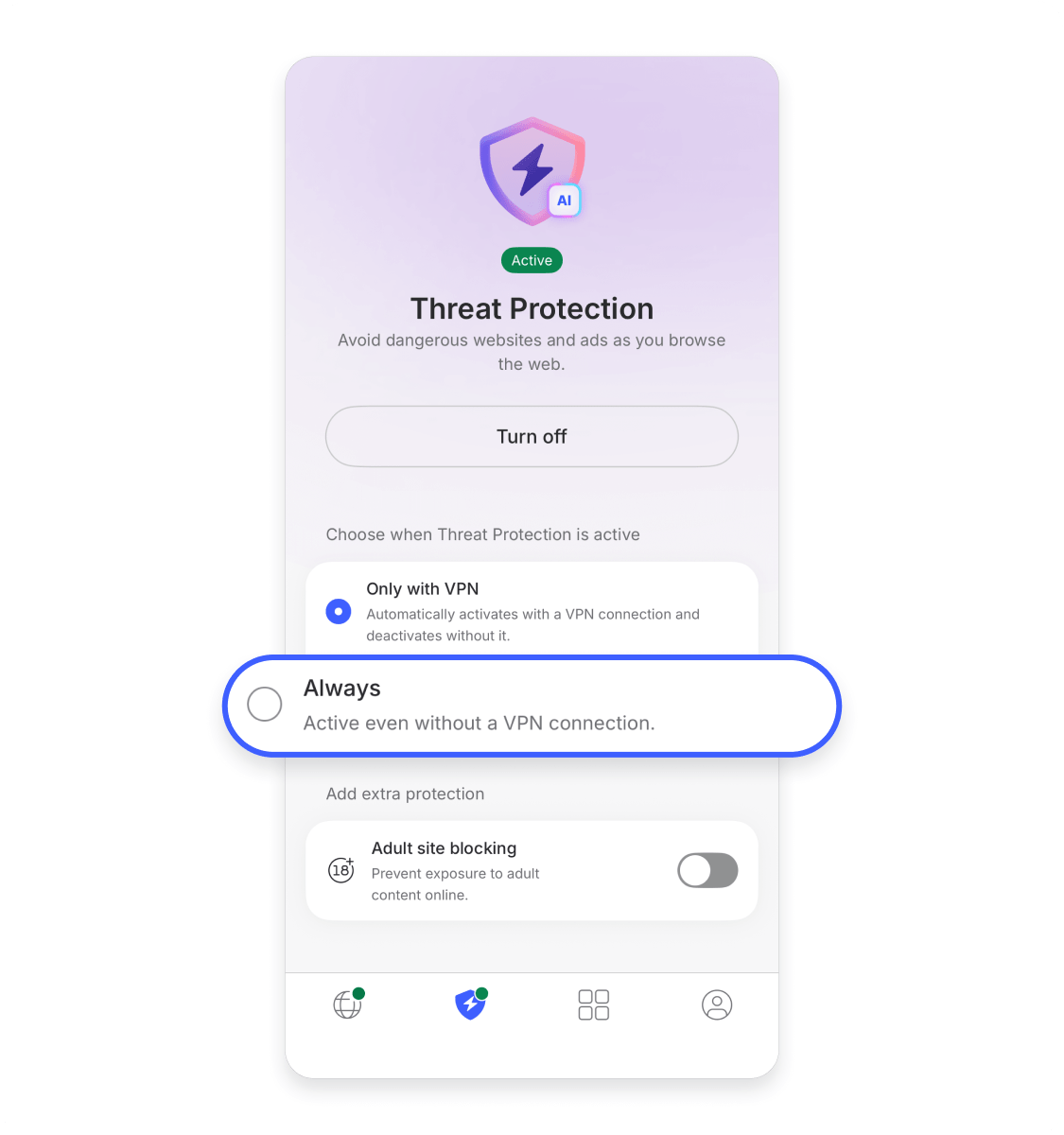 How to turn on NordVPN’s Threat Protection on an iPhone: Step 4.
