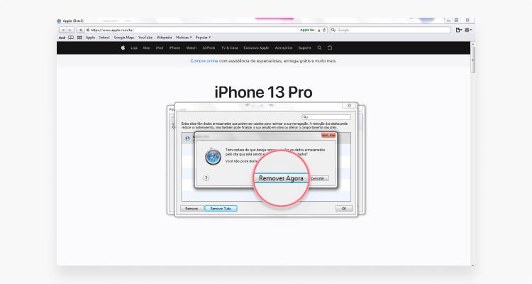 limpar cookies no Safari: passo nº8