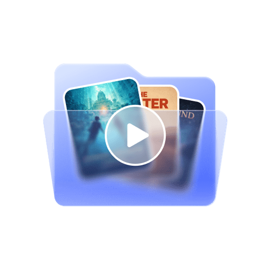 A folder with various movie and TV posters in it.