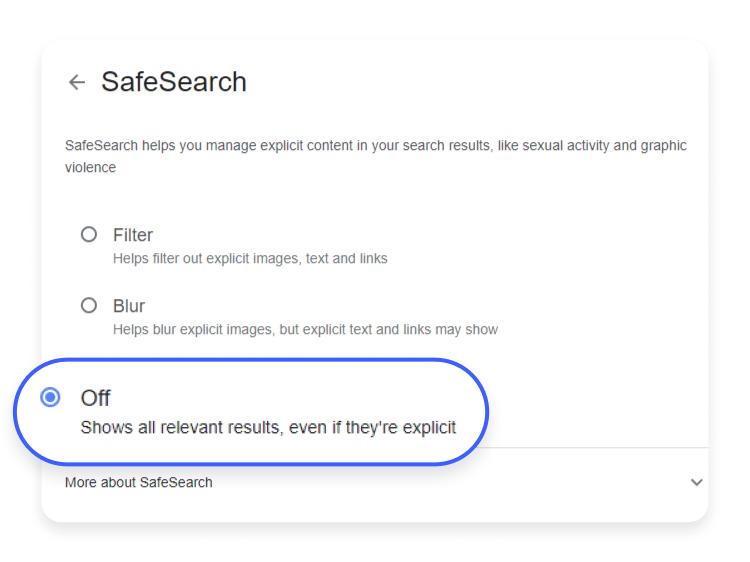 turn off safesearch