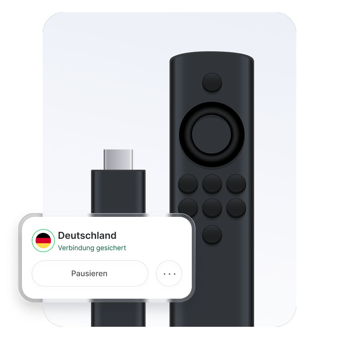 Ein Amazon Fire-TV-Gerät, das über NordVPN mit dem Server in Deutschland verbunden ist.
