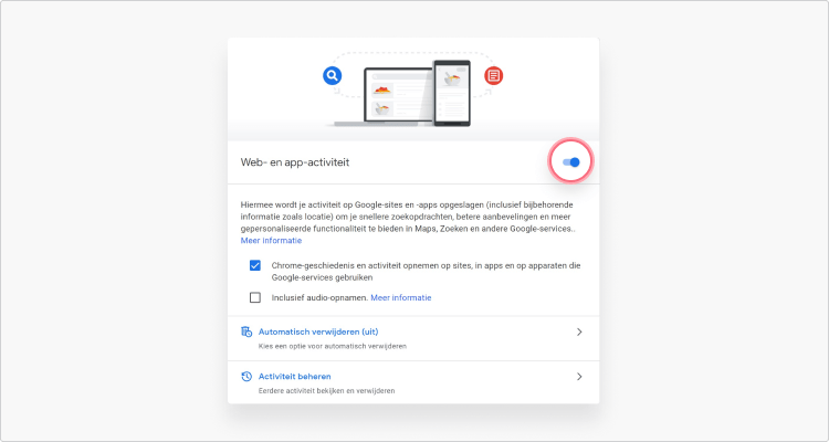 Zo kun je automatisch je activiteit op Google verwijderen Stap 3
