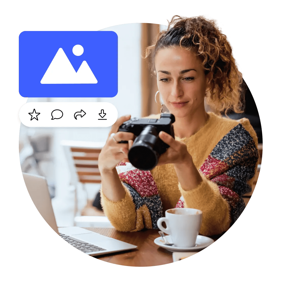 Eine Frau nutzt NordVPN, um Flickr zu nutzen und ihre Fotos sicher zu teilen.