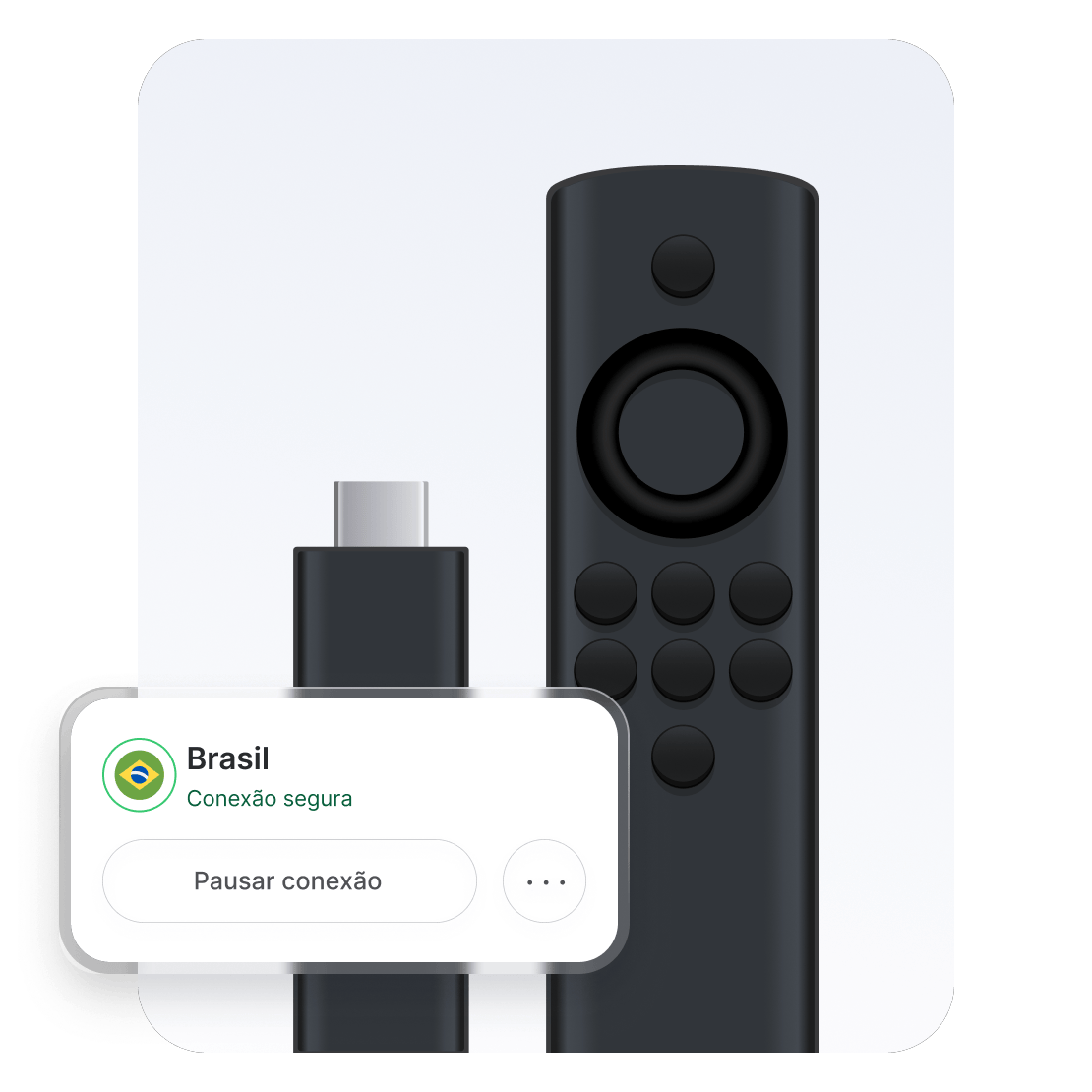 Um dispositivo Amazon Fire TV Stick conectado ao servidor do Brasil na NordVPN.