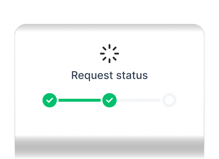 A loading icon next to a data removal request’s progress status.